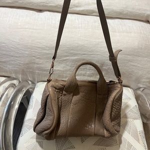 ALEXANDER WANG Pebbled Lambskin Rocco Latte Rose Gold Hardware